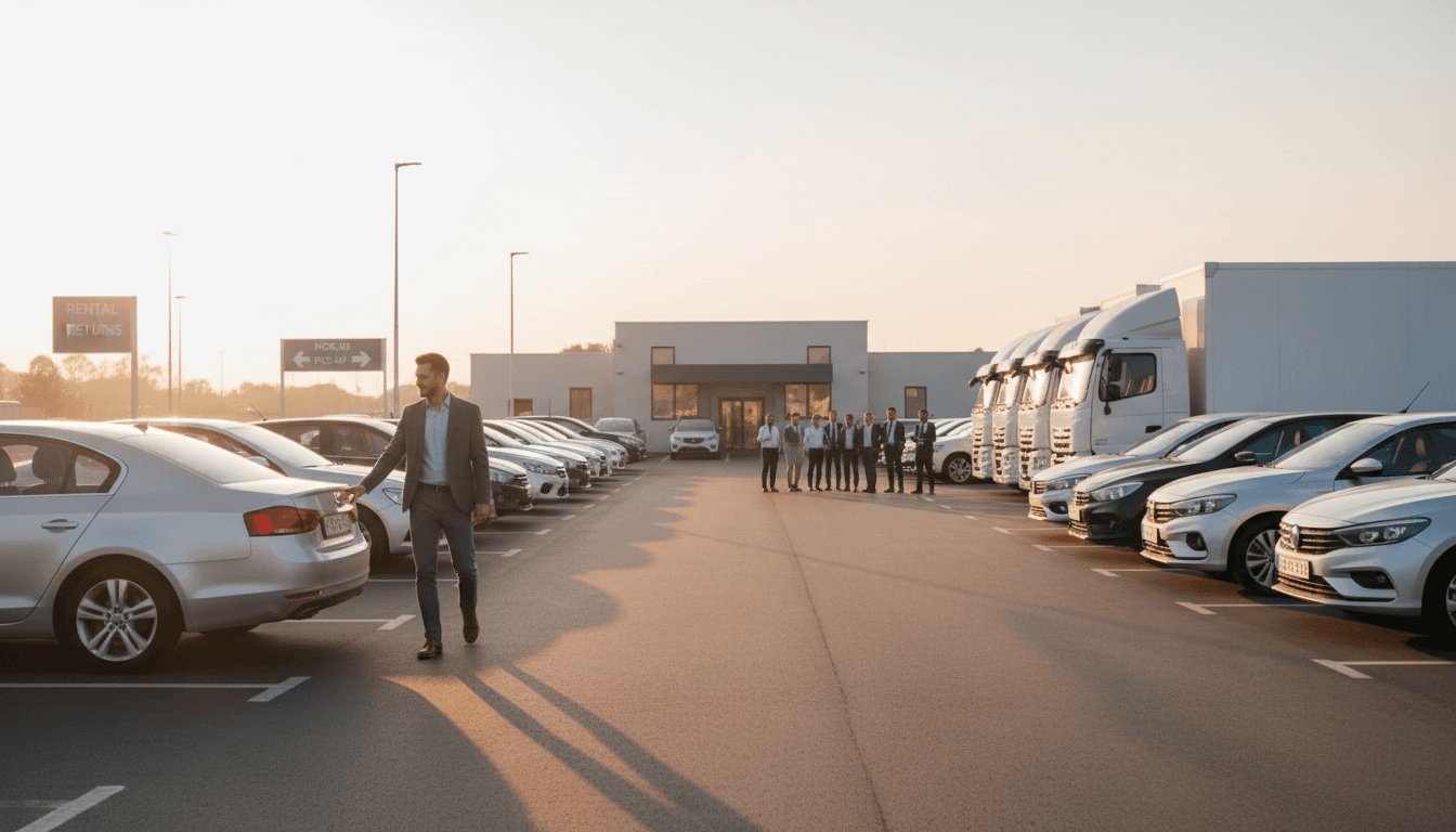 Customer receiving rental vehicle keys